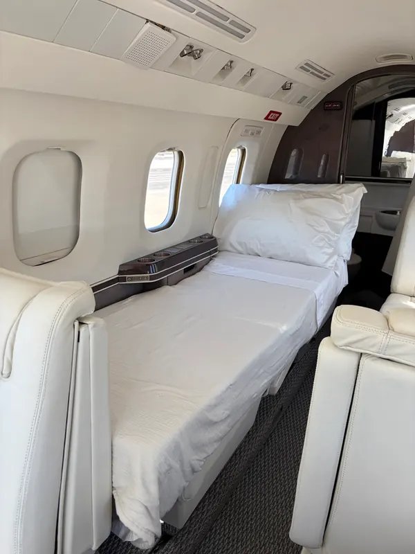 1991 IAI Astra SP – Seats made up as a bed – view to the aft lavatory